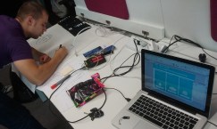 Jaakko preparing the poster