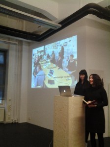 Leena Fredriksson and Valeria Gryada presenting.