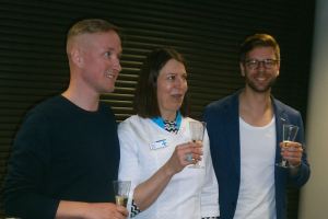 From left Juha Kronqvist (Senior Service Designer at Diagonal), Tiina Vaitomaa (Proprietary Pharmacist, Ympyrätalon Apteekki), Mikko Koivisto, (Leading Service Designer at Diagonal) 